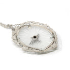 Vintage Aviation Pendant - Retro Sterling Silver Prop And Wings Filigree Flower Necklace - Circa 1940s Era Statement Camphor Glass Jewelry