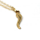 Italian Horn Charm - Retro 18k Yellow Gold Italy Cornicello Good Luck Pendant Necklace - Vintage Circa 1970s Ward Off Evil Amulet Jewelry