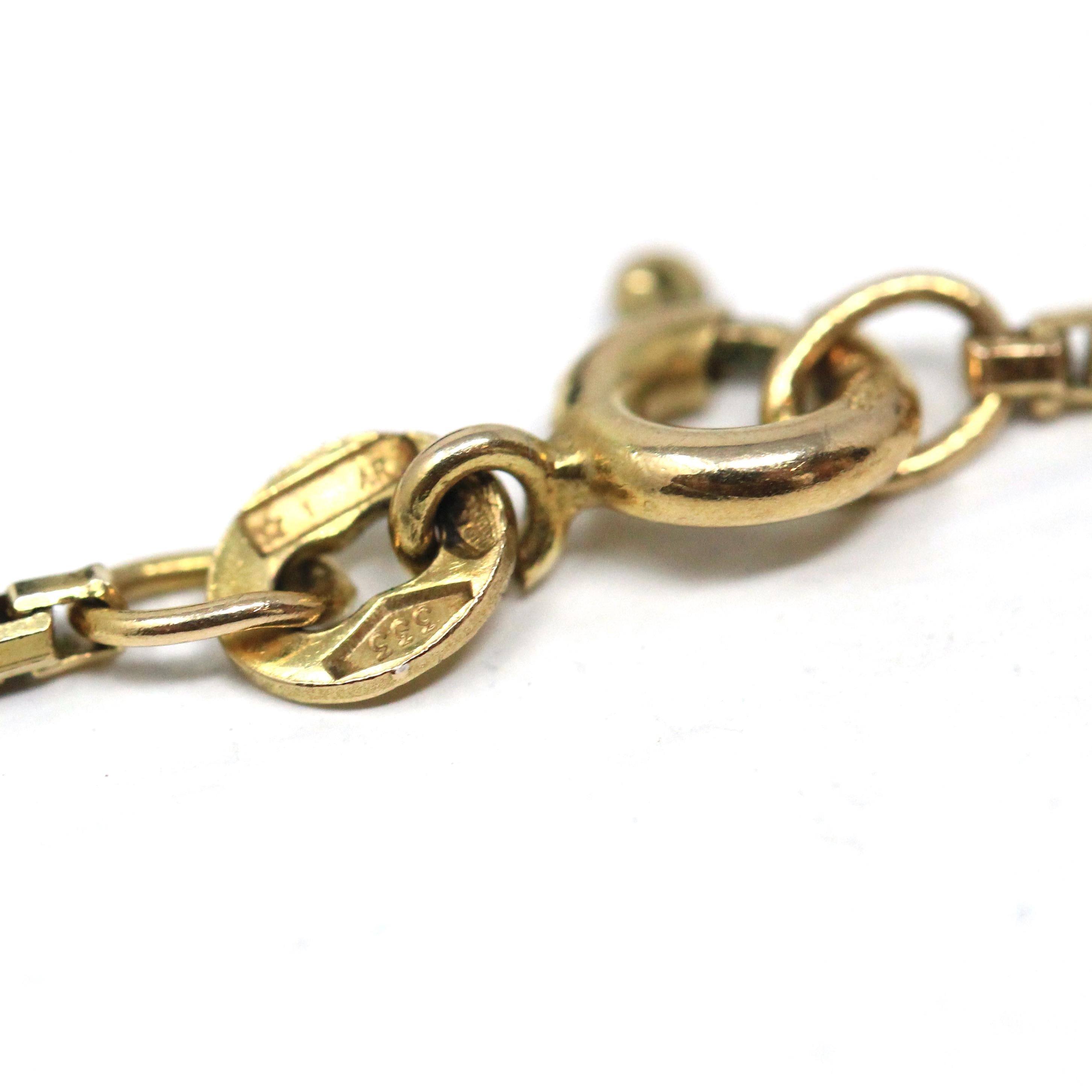 Modern Box Chain - Estate 8k Yellow Gold Plain Link 16 Inch Stacking Necklace - Circa 2000s Era Contemporary Fine Statement Jewelry