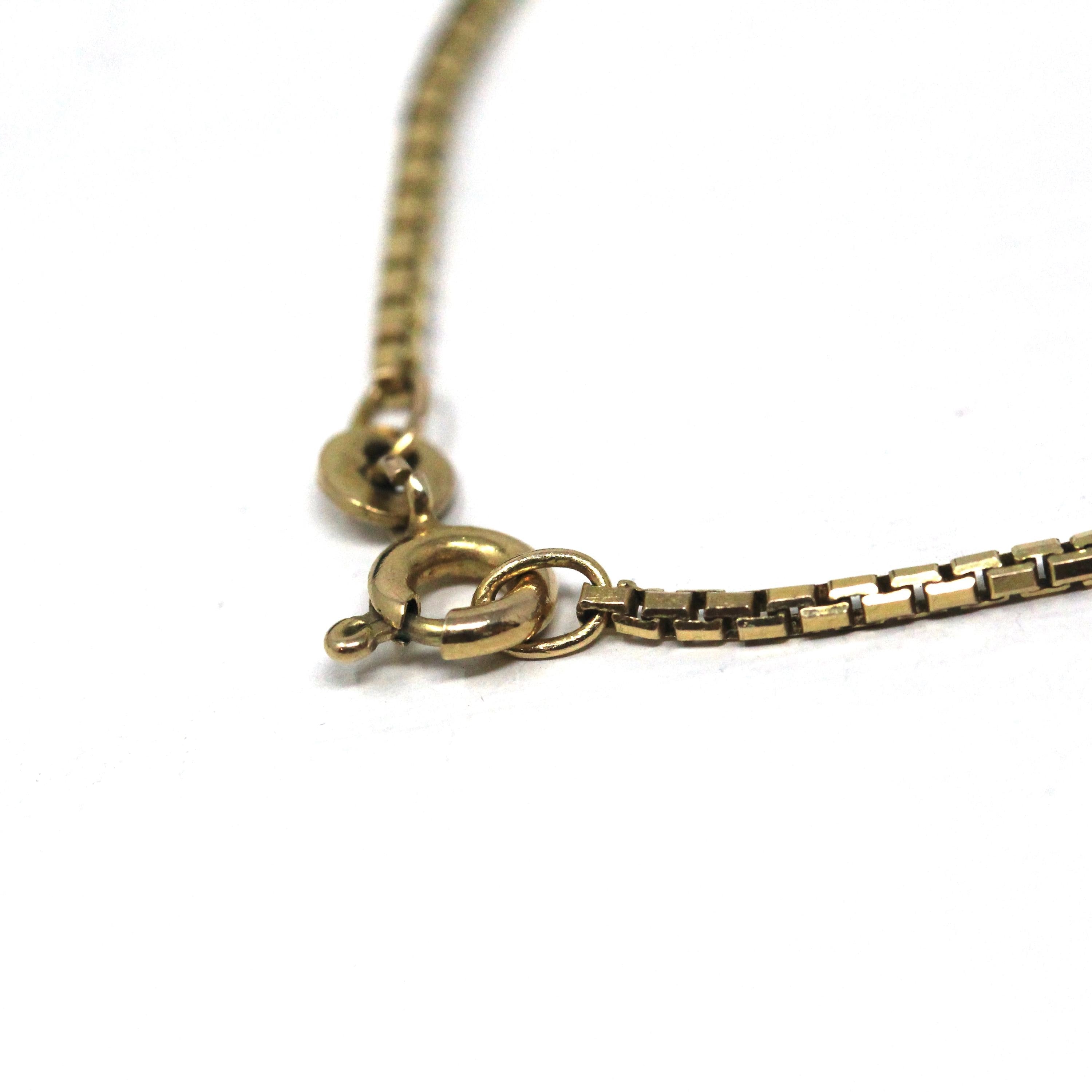 Modern Box Chain - Estate 8k Yellow Gold Plain Link 16 Inch Stacking Necklace - Circa 2000s Era Contemporary Fine Statement Jewelry