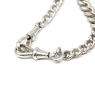 Pocket Watch Chain - Victorian Sterling Silver English Hallmark Curb Links Necklace - Antique Circa 1890s Era Fine Unisex Statement Jewelry