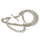 Pocket Watch Chain - Victorian Sterling Silver English Hallmark Curb Links Necklace - Antique Circa 1890s Era Fine Unisex Statement Jewelry
