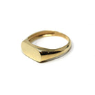 Blank Signet Ring - Estate 10k Yellow Gold Square Oval East West Personalize Engrave - Modern Circa 2000's Size 6 1/2 Initials Fine Jewelry