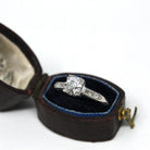 Vintage Engagement Ring - Platinum Old European Cut Natural Diamonds Wedding Bridal - Mid Century 1950s Size 4 3/4 GIA Report Fine Jewelry