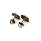 Vintage Pinwheel Earrings - Retro 10k Yellow & White Gold Natural Diamond Flower Screwback Studs - Circa 1940s Era Pierced Fine 40s Jewelry