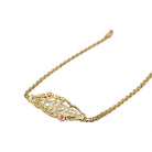 Modern "#1 Mom" Bracelet - Estate 14k Yellow Rose Two Tone Gold Floral Flower Chain Spring Ring Clasp 7 Inches - Circa 2000s Fine Jewelry