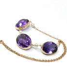 Antique Amethyst Necklace - Vintage 9k Rose Gold Natural Faceted Purple Gemstone Cultured Pearl Necklace - Victorian Era 1890s Fine Jewelry