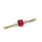 Created Ruby Brooch - Art Deco 10k Yellow & White Two Tone Gold Red Stone And Diamond Pin - Vintage 1930s Era Fine Statement Accessory