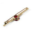 Created Ruby Brooch - Art Deco 10k Yellow & White Two Tone Gold Red Stone And Diamond Pin - Vintage 1930s Era Fine Statement Accessory