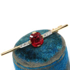 Created Ruby Brooch - Art Deco 10k Yellow & White Two Tone Gold Red Stone And Diamond Pin - Vintage 1930s Era Fine Statement Accessory