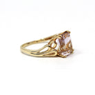 Ametrine Bypass Ring - Modern Era Estate 14k Yellow Gold Natural Bi-Color Gem - Circa 2000s Size 7 Purple Yellow Fine Y2K Statement Jewelry