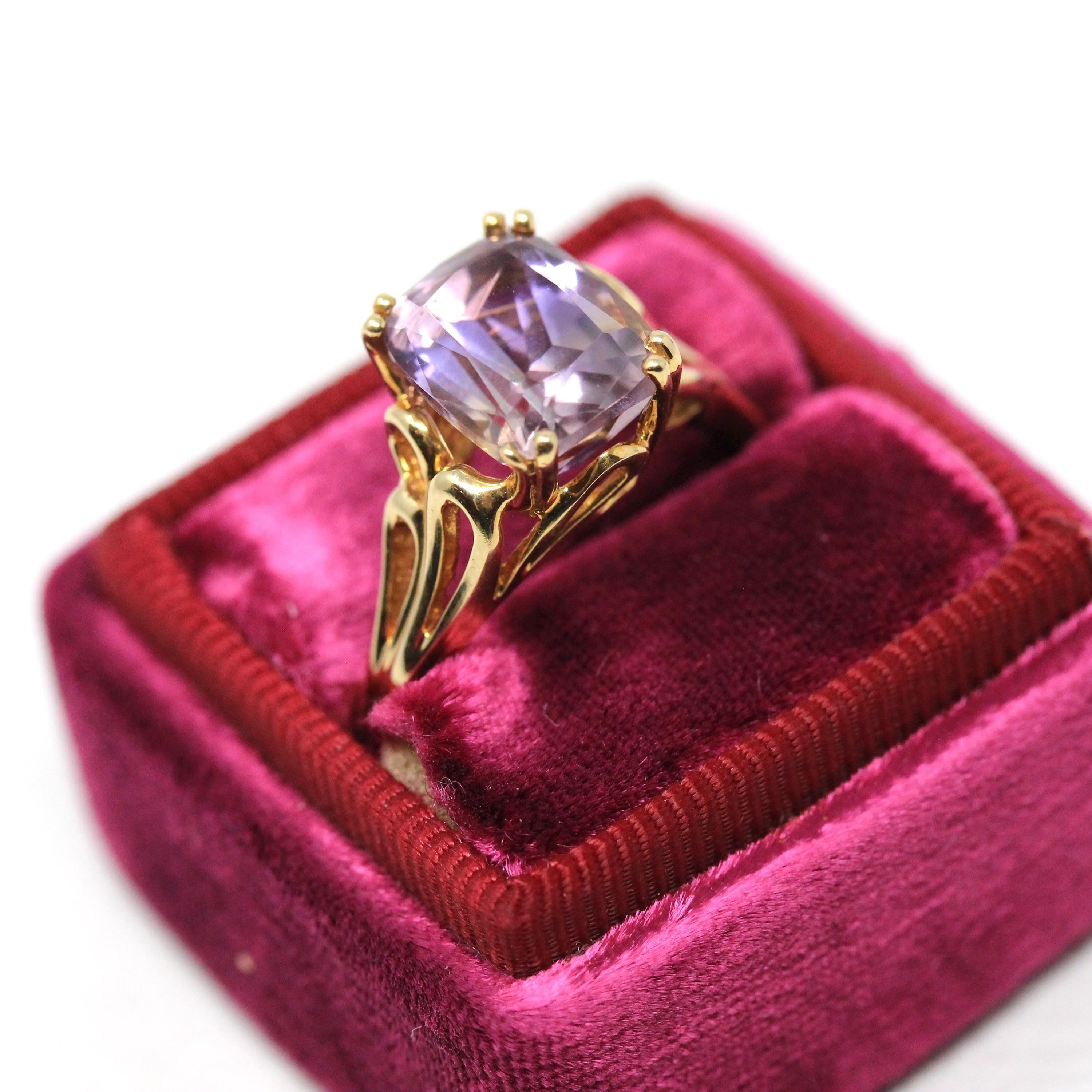Ametrine Bypass Ring - Modern Era Estate 14k Yellow Gold Natural Bi-Color Gem - Circa 2000s Size 7 Purple Yellow Fine Y2K Statement Jewelry
