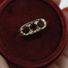 Vintage Garnet Ring - Mid Century 9k Yellow Gold Red Gem Band - Hallmarked 1953 Size 7 1/2 Fine London England January Birthstone Jewelry