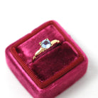Aquamarine Engagement Ring - Vintage 10k Yellow Gold Solitaire Blue Gemstone - Mid Century Size 6 1/2 Fine 1940s Alternative Bridal Jewelry