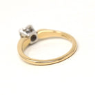 Vintage Engagement Ring - Retro Era 14k Yellow & White Gold Purple Blue Created Alexandrite Gem - Circa 1940s Size 6 Fine Two Tone Jewelry