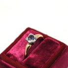 Vintage Engagement Ring - Retro Era 14k Yellow & White Gold Purple Blue Created Alexandrite Gem - Circa 1940s Size 6 Fine Two Tone Jewelry