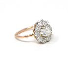 Antique Diamond Halo Ring - Edwardian 18k Yellow Gold Platinum 1.27 CTW Natural Gems Cluster Engagement - Vintage 1900s Fine Report Jewelry