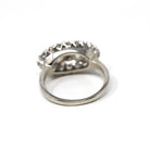 Mid Century Cluster Ring - Vintage 14k White Gold Natural Diamond Gemstone Band - Circa 1950s Size 7 3/4 Princess Anniversary Fine Jewelry