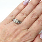 Vintage Engagement Ring - Platinum Retro Era 1.45 CTW Natural Diamonds - Circa 1950s Era Size 4.75 Fine Filigree Qualitative Report Jewelry