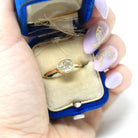 East-to-West Diamond Ring - 18k Yellow Gold Bezel Set Fancy Warm Light Yellow Oval Faceted Gemstone - Modern Size 6 Fine Jewelry W/ Report