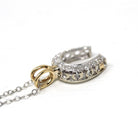 Diamond Horseshoe Pendant - Mid Century Era 14k White & Yellow Gold Natural .08 CTW Charm - Vintage Circa 1950s Good Luck Equestrian Jewelry