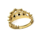 Vintage Tiara Ring - Estate 18k Yellow Gold Natural Diamonds Blue Sapphires Statement - Circa 1980s Princess Crown Fine Statement Jewelry