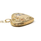 Hummingbird Heart Locket - Modern 14k Gold Filled Tri Color Flowers Bird Necklace Pendant - Circa 2000's Era Photograph Keepsake Jewelry