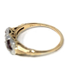 Garnet & Tourmaline Ring - Retro Era 14k Yellow and White Gold Natural Red Green Gemstones - Vintage 1940s Size 6 1/4 Fine Two Tone Jewelry