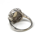 Vintage Opal & Diamond Halo Ring - Mid Century 14k White Gold Natural Gems - Retro Circa 1950s Era Size 6 1/2 Rainbow Cluster Fine Jewelry