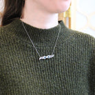 Aquamarine Bow Necklace - Art Deco 14k White Gold Filigree .06 CT Diamond Pin Conversion Bar Pendant - Vintage Circa 1930s Era Fine Jewelry