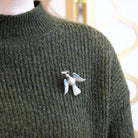 Silver Bird Brooch - Retro Era Handmade Silver & Turquoise Gemstones Avian Pendant - Vintage Circa 1940s Perfume Compartment Fine Jewelry