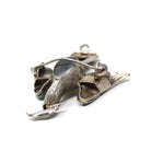 Silver Bird Brooch - Retro Era Handmade Silver & Turquoise Gemstones Avian Pendant - Vintage Circa 1940s Perfume Compartment Fine Jewelry