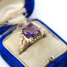 Vintage Amethyst Ring - Retro 10k Yellow & Rose Gold Natural Purple Faceted Gemstone - Circa 1940s Era Size 7 1/2 Two Tone Fine 40s Jewelry