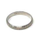 Floral Wedding Band - Art Deco 18k White Gold Flower Eternity Ring - Vintage Circa 1930s Era Size 7 Bridal Unisex Engraved Fine 30s Jewelry