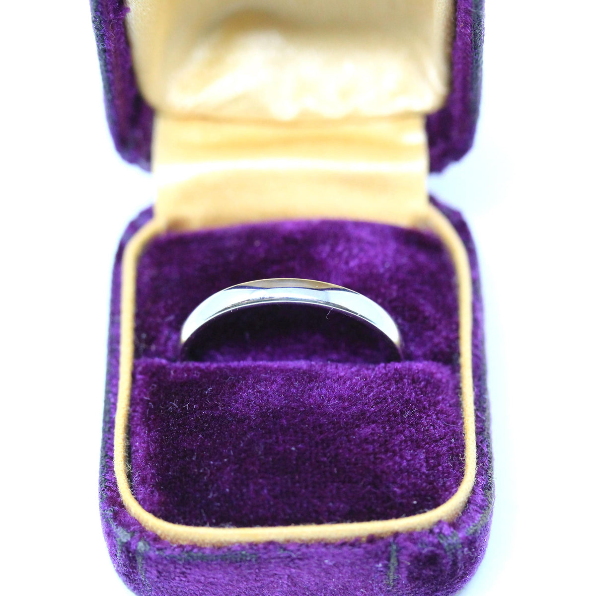 Mid Century Wedding Band - Vintage 14k White Gold Plain Stacking Ring - Circa 1950s Size 8 1/2 Signed Art Carved JR Wood Bridal Fine Jewelry