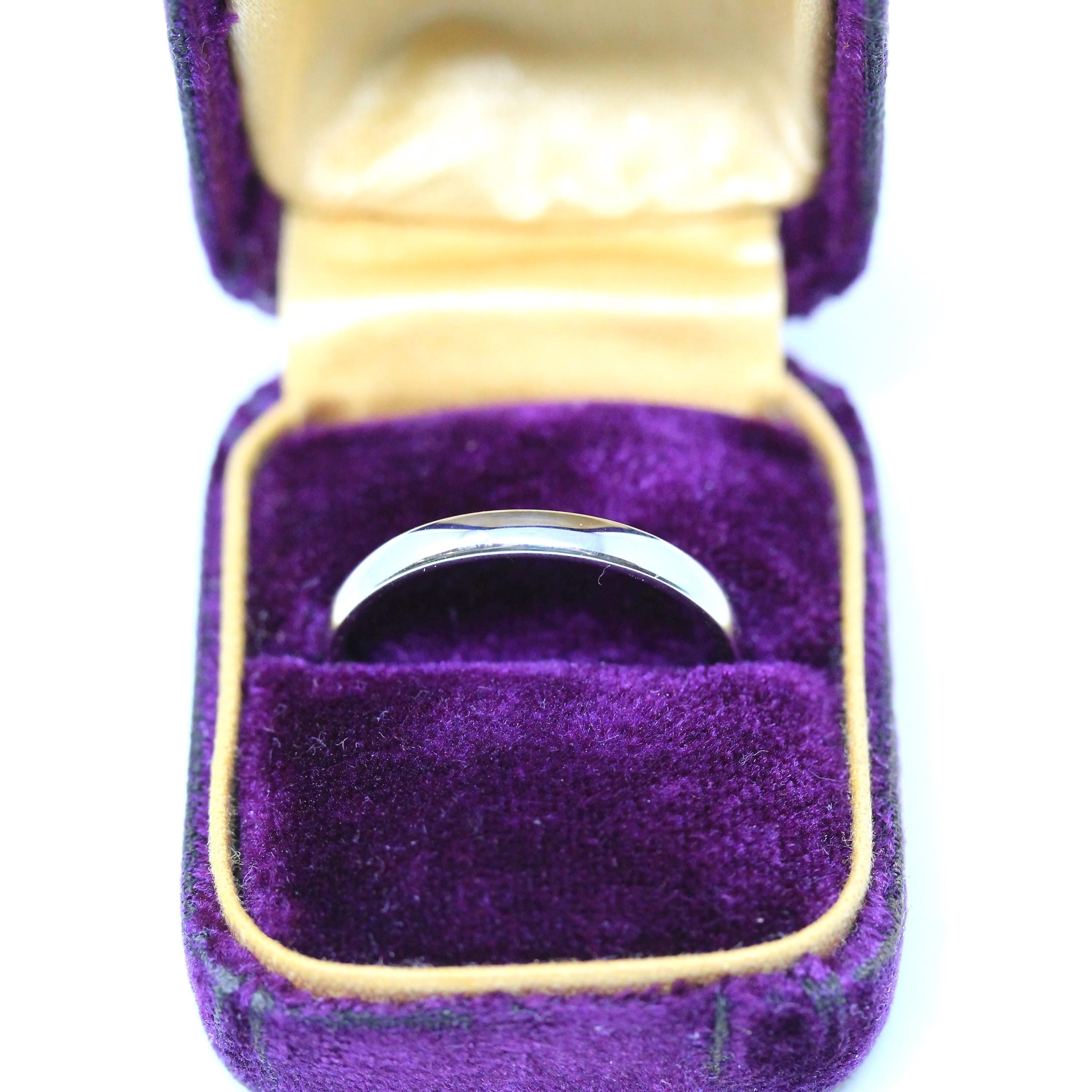 Mid Century Wedding Band - Vintage 14k White Gold Plain Stacking Ring - Circa 1950s Size 8 1/2 Signed Art Carved JR Wood Bridal Fine Jewelry