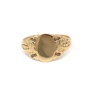Antique Signet Ring - Edwardian 14k Yellow Gold Engraved Monogram Letters Initials Band - Circa 1910s Era Size 3 1/2 J.R. Wood Fine Jewelry