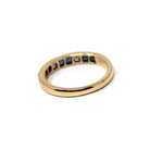 Sapphire & Diamond Ring - Estate 14k Yellow Gold Blue And White Gemstone Channel Band - Estate 1990s Size 5 3/4 Fine Calibre Wedding Jewelry