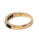 Sapphire & Diamond Ring - Estate 14k Yellow Gold Blue And White Gemstone Channel Band - Estate 1990s Size 5 3/4 Fine Calibre Wedding Jewelry