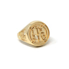 Vintage Gemini Ring - Retro Era 14k Yellow Gold Astrological Zodiac Gemstone Signet - Circa 1950s Size 9 Roberts Belk Fine Symbolic Jewelry