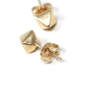 Estate Stud Earrings - Modern 10k Yellow Gold Square Pyramid Push Backs Pair - Circa 2000s Era Faceted Spike Fine Y2K Jewelry