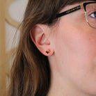 Estate Stud Earrings - Modern 10k Yellow Gold Square Pyramid Push Backs Pair - Circa 2000s Era Faceted Spike Fine Y2K Jewelry