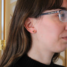 Estate Stud Earrings - Modern 10k Yellow Gold Square Pyramid Push Backs Pair - Circa 2000s Era Faceted Spike Fine Y2K Jewelry