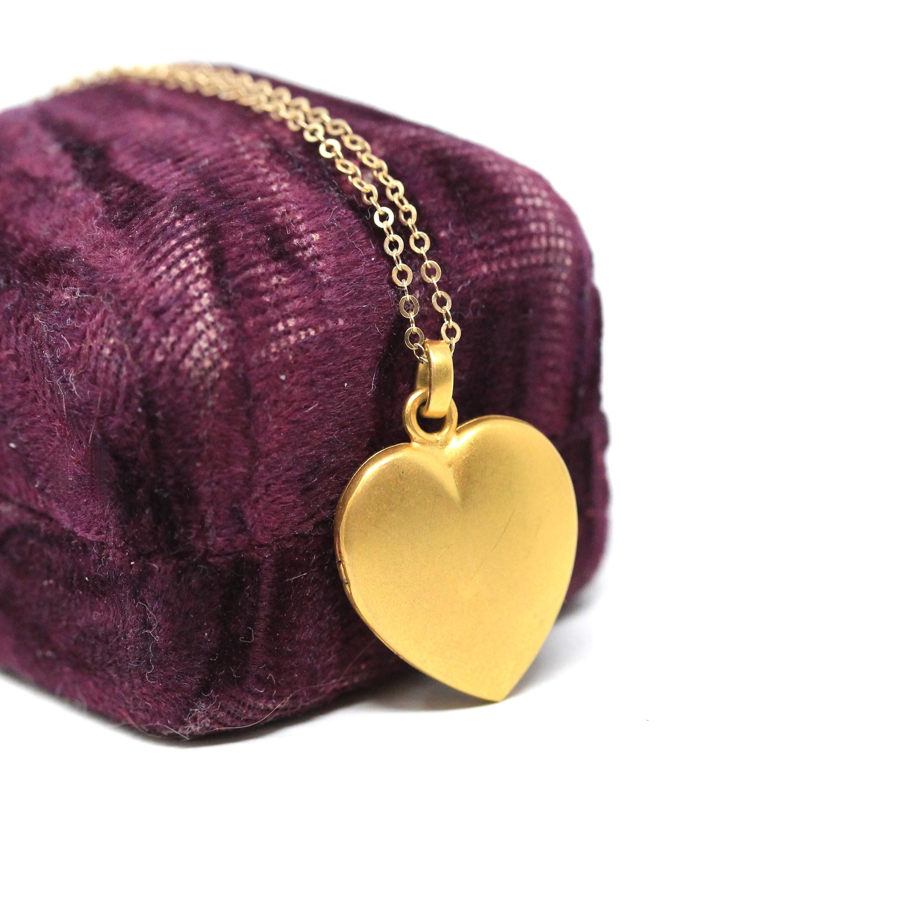 Antique Heart Locket - Edwardian 10k Yellow Gold Keepsake Pendant Necklace Charm - Circa 1910s Era Photograph Photo Statement Fine Jewelry