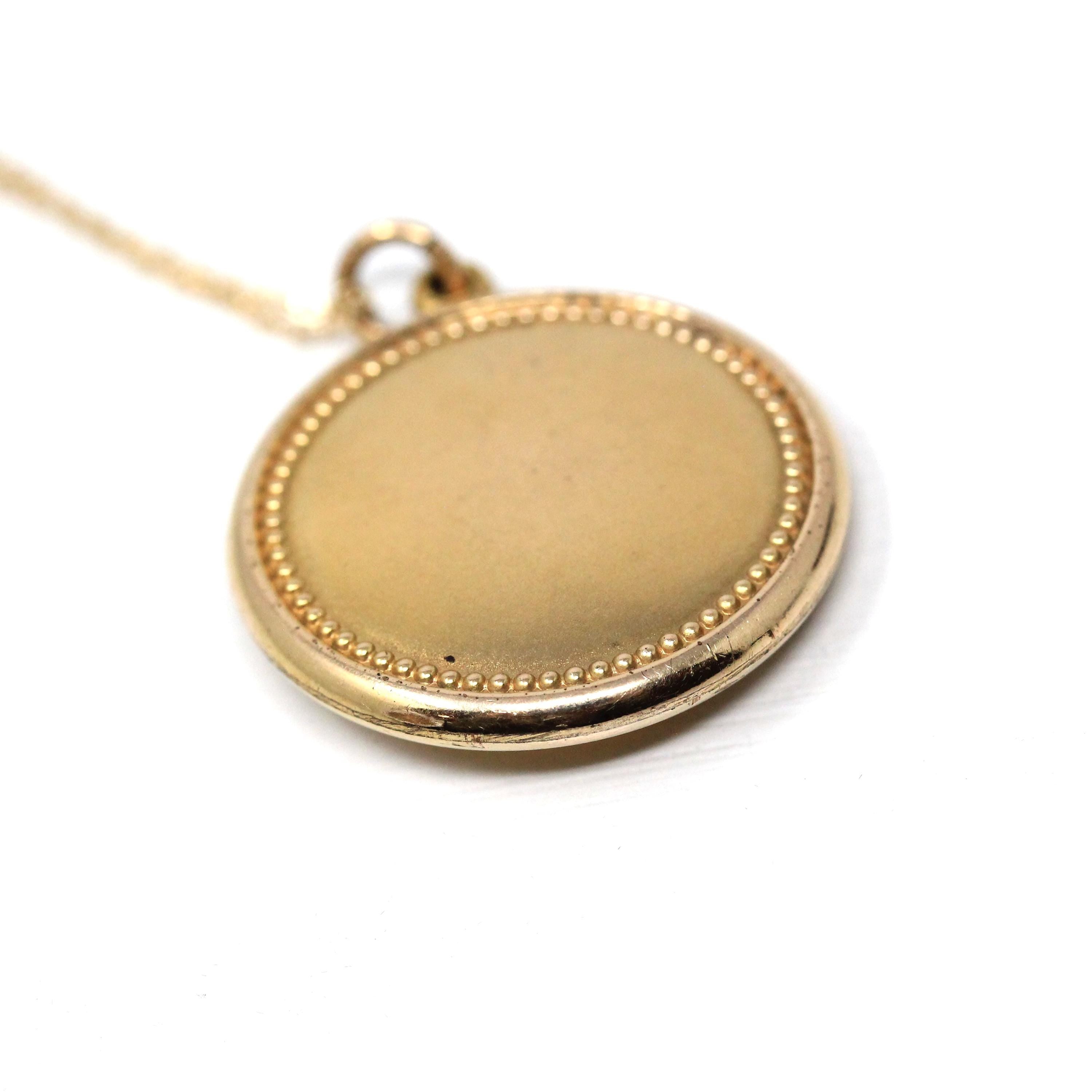 Antique Pendant Necklace - Edwardian Gold Filled Round Simulated Pearl Necklace Charm - Vintage Circa 1900s Era Statement Star Puffy Jewelry