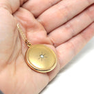 Antique Pendant Necklace - Edwardian Gold Filled Round Simulated Pearl Necklace Charm - Vintage Circa 1900s Era Statement Star Puffy Jewelry