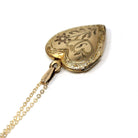 Vintage "J" Heart Locket - Retro Gold Filled Love Floral Pendant Love Initial Letter Necklace - Vintage Circa 1940s Era Flower Photo Jewelry