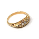 Antique Diamond Band - Edwardian 18k Yellow Gold Natural Gemstones Wedding Ring - Vintage Early 1900s Era Size 6 Fine Statement Jewelry
