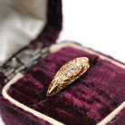 Antique Diamond Band - Edwardian 18k Yellow Gold Natural Gemstones Wedding Ring - Vintage Early 1900s Era Size 6 Fine Statement Jewelry