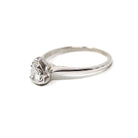 Vintage Diamond Ring - Retro 14k White Gold Pear Brilliant Cut .13 CT Gem - Circa 1960s Size 6.25 Solitaire Fine Bridal Engagement Jewelry